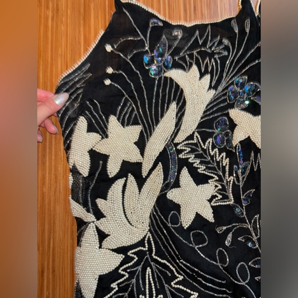 Vintage beaded and sequined silk gown maxi dress - Picture 4 of 10